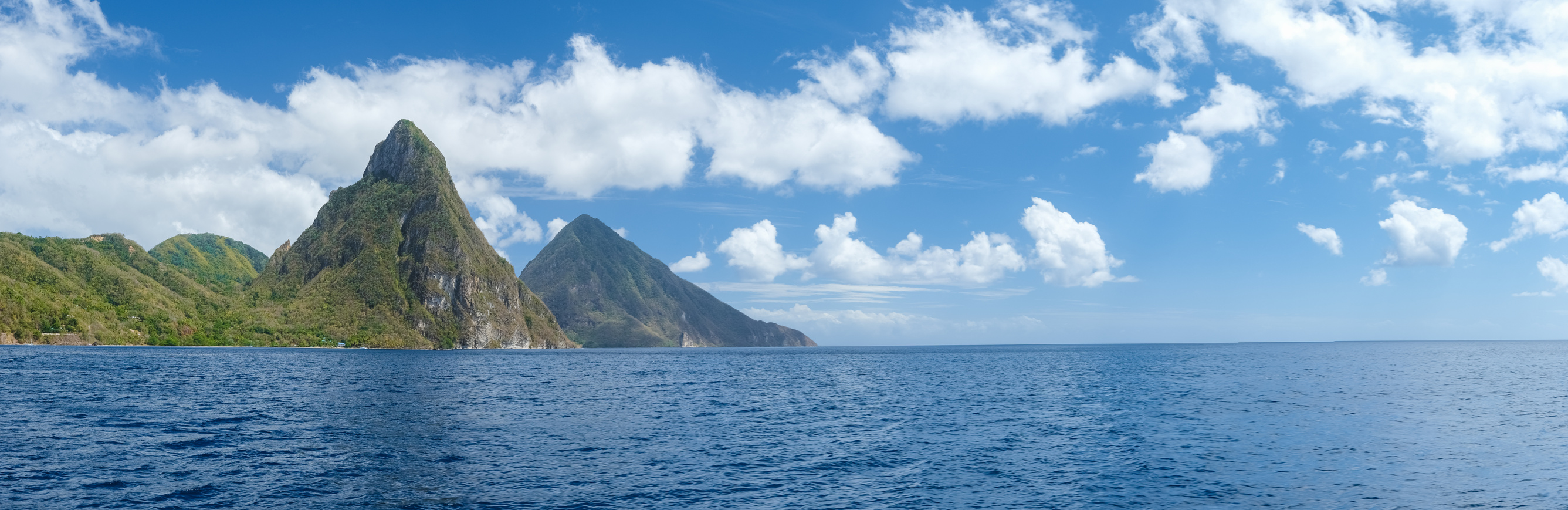 Pitons moutains of Saint Lucia, St. Lucia Caribbean Sea with Pitons